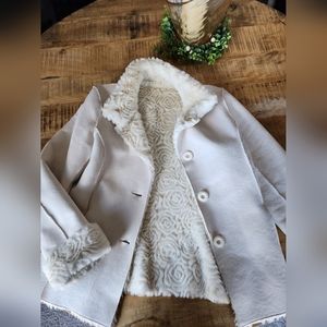*NWOT* Elegant Cream Faux Fur/Suede Jacket